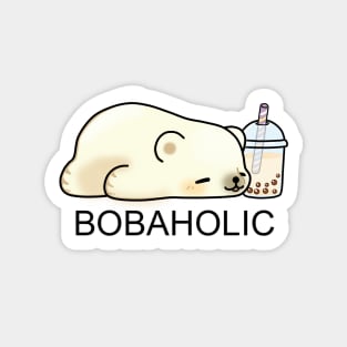 Bobaholic Little Polar Bear Chilling with it's Boba Tea Sticker